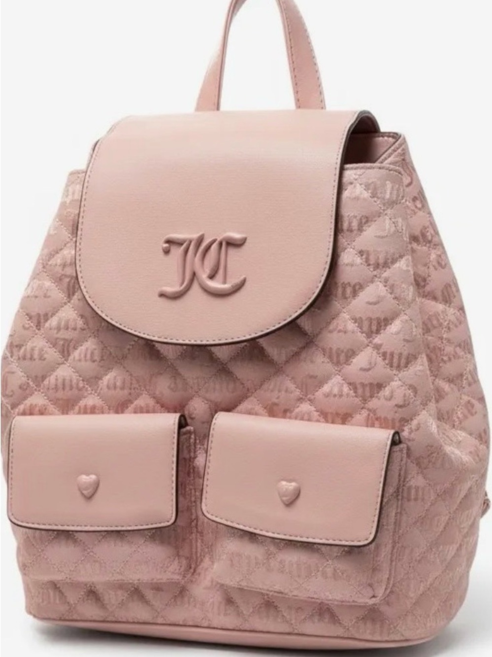 Juicy Couture Quilted Pink Faux Leather-Trim Backpack